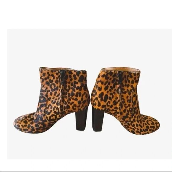 Banana Republic Trendy Cheetah Printed Block Heel Haircalf Leather Boots 6.5M - Picture 5 of 8